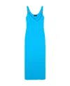 Versace Embellished Draped Metallic Jersey Dress In Blue