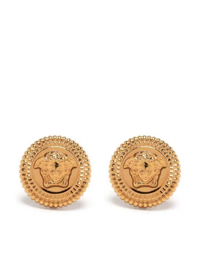 Versace Medusa Plaque Earrings Accessories In Gold