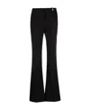Versace Black Flared Tailored Low Waisted Pants In Stretch Wool Woman In Black