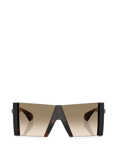 Versace Medusa Plaque Geometric-frame Sunglasses In 브라운