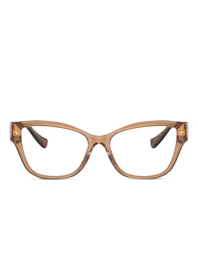 Versace Medusa-plaque Glasses In Brown