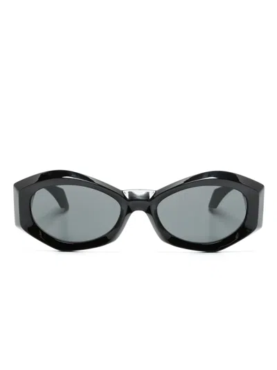 Versace Medusa Plaque Irregular-frame Sunglasses In Black