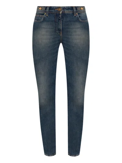 Versace Medusa-plaque Jeans In Blue