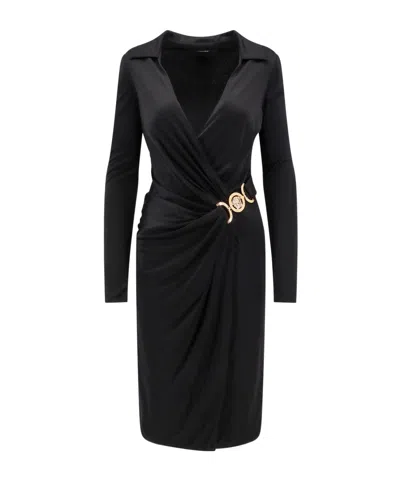 VERSACE MEDUSA-PLAQUE JERSEY MIDI DRESS