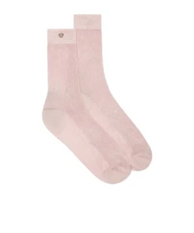 Versace Medusa-plaque Knitted Socks In Pink