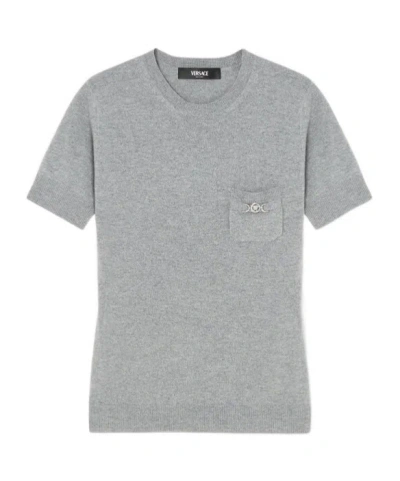 VERSACE VERSACE MEDUSA-PLAQUE SHORT-SLEEVED KNITTED TOP