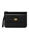 Versace Medusa Plaque Mini Leather Clutch Bag In Black