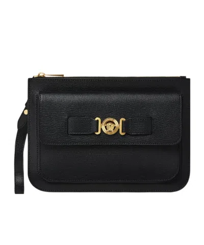 VERSACE MEDUSA-PLAQUE LEATHER CLUTCH