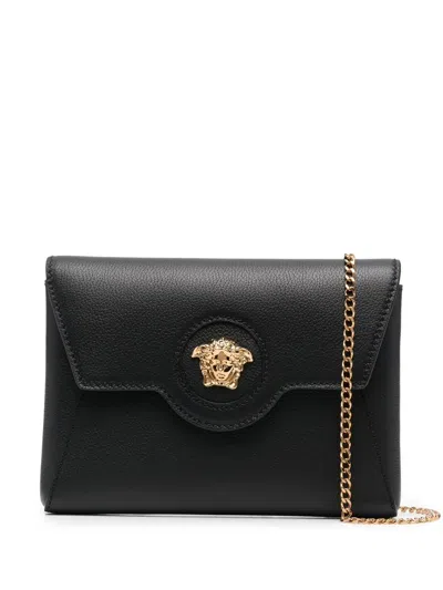 Versace Medusa-plaque Leather Crossbody Bag In 1b00v Black