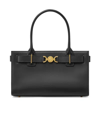 Versace Medusa-plaque Leather Tote Bag In Black