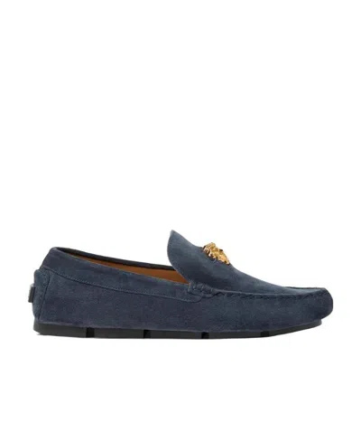 Versace Medusa Plaque Loafers In Black