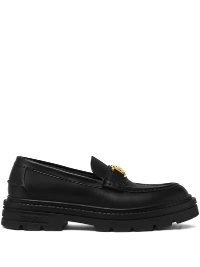 Versace Medusa-plaque Platform Loafers In Black