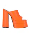 Versace Medusa-plaque Platform Mules In Orange