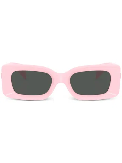 Versace Medusa-plaque Rectangular-frame Sunglasses In 548587 Pink