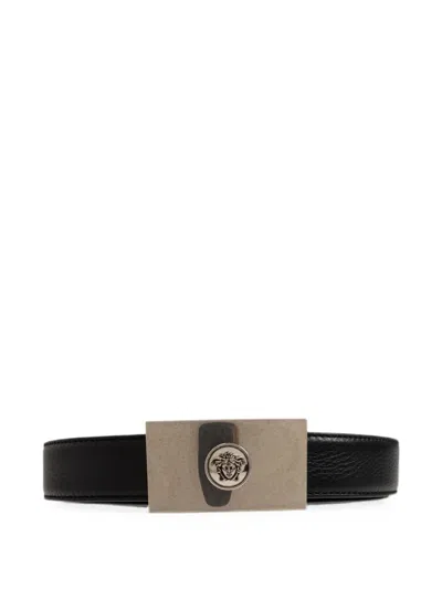 Versace Medusa Plaque Reversible Belt In Black