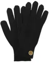 Versace Medusa-plaque Ribbed-knit Gloves In Black