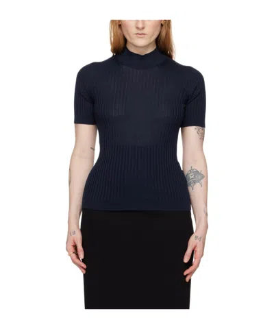 Versace Medusa-plaque Ribbed-knit Wool Top In Black
