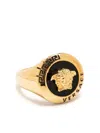 Versace Gold Round Enameled Medusa Ring In Gold