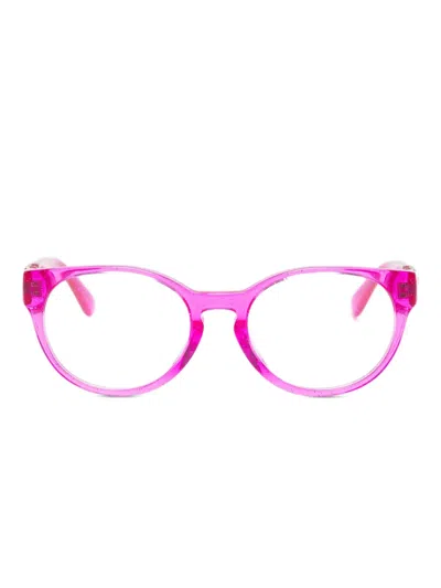 Versace Kids' Medusa-plaque Round-frame Glasse In Pink