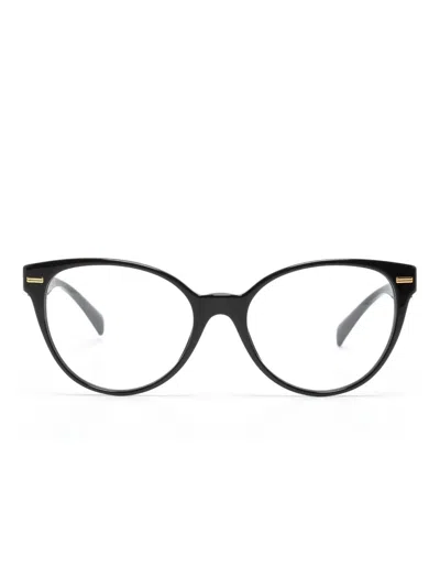 Versace Medusa-plaque Round-frame Glasses In Black