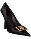 VERSACE VERSACE MEDUSA PLAQUE SATIN PUMP