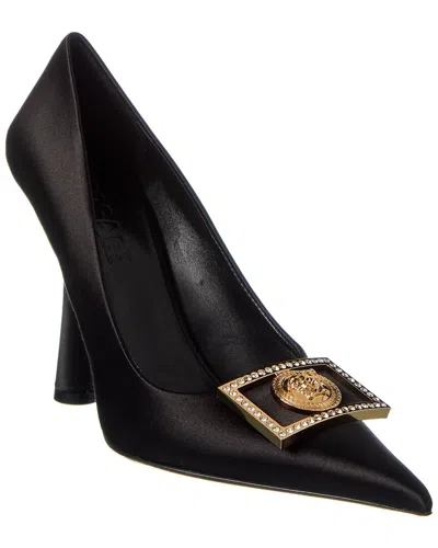 Versace Medusa Plaque Satin Pump In Black