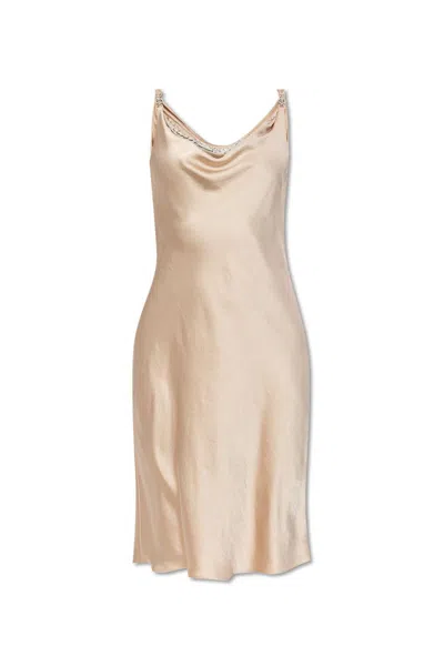 Versace Medusa-plaque Sleeveless Midi Dress In Neutrals
