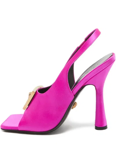 Pre-owned Versace Medusa-plaque Slingback Sandals