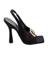 Versace Medusa Logo-embellished Satin Slingback Sandals In Black