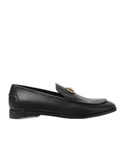 Versace Medusa-plaque Slip-on Loafers In Black