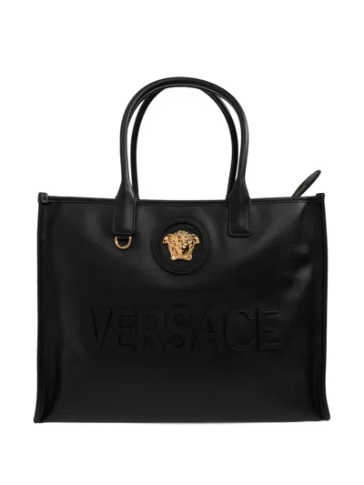 Versace Medusa-plaque Tote Bag In Black