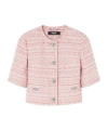 Versace Tweed Short-sleeved Cardigan Jacket In Pink