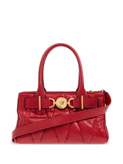 Versace Medusa Plaque Two-way Bag In Red