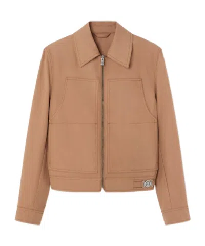 Versace Medusa-plaque Zipped Cotton Jacket In Pink