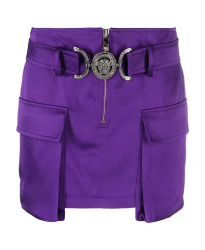 VERSACE VERSACE MEDUSA PLAQUE ZIPPED MINI SKIRT