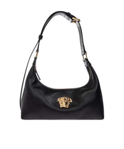 Versace Medusa-plaque Zipped Shoulder Bag In Black