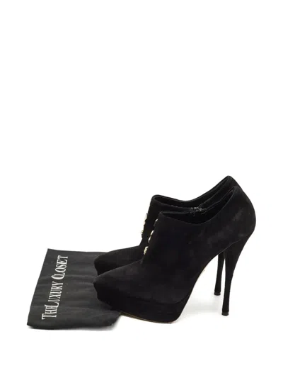 Pre-owned Versace Medusa Platform Boots In Black