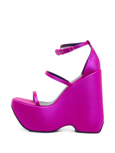 Pre-owned Versace Medusa Platform Wedge Sandals In Pink