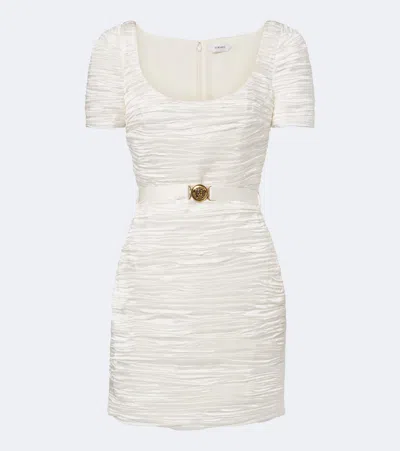 Versace Medusa Pleated Silk-blend Satin Minidress In White