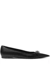 Versace Medusa Pointed Ballet Flats In Black