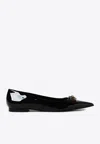 Versace Medusa Pointed Ballet Flats In Patent Leather In Black