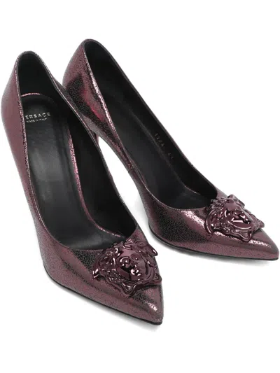 Pre-owned Versace Medusa Pointed-toe Pumps In Purple