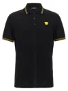 Versace Black Polo Shirt With Classic Collar And Medusa Embroidery