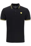 Versace Black Polo Shirt With Classic Collar And Medusa Embroidery