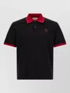 Versace Black Solid Shirt Collar Polo In Black