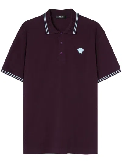 Versace Medusa Polo Shirt In Brown