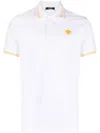 Versace Greca Jacquard Collar Polo Shirt In White