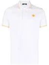 Versace White Polo Shirt With Classic Collar And Medusa Embroidery On The Front In White