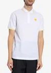 Versace White Polo Shirt With Classic Collar And Medusa Embroidery On The Front In White