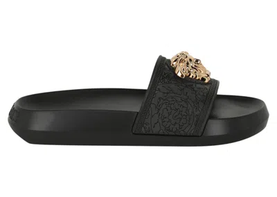 Pre-owned Versace Medusa Pool Slide (women's) Sneakers In Black